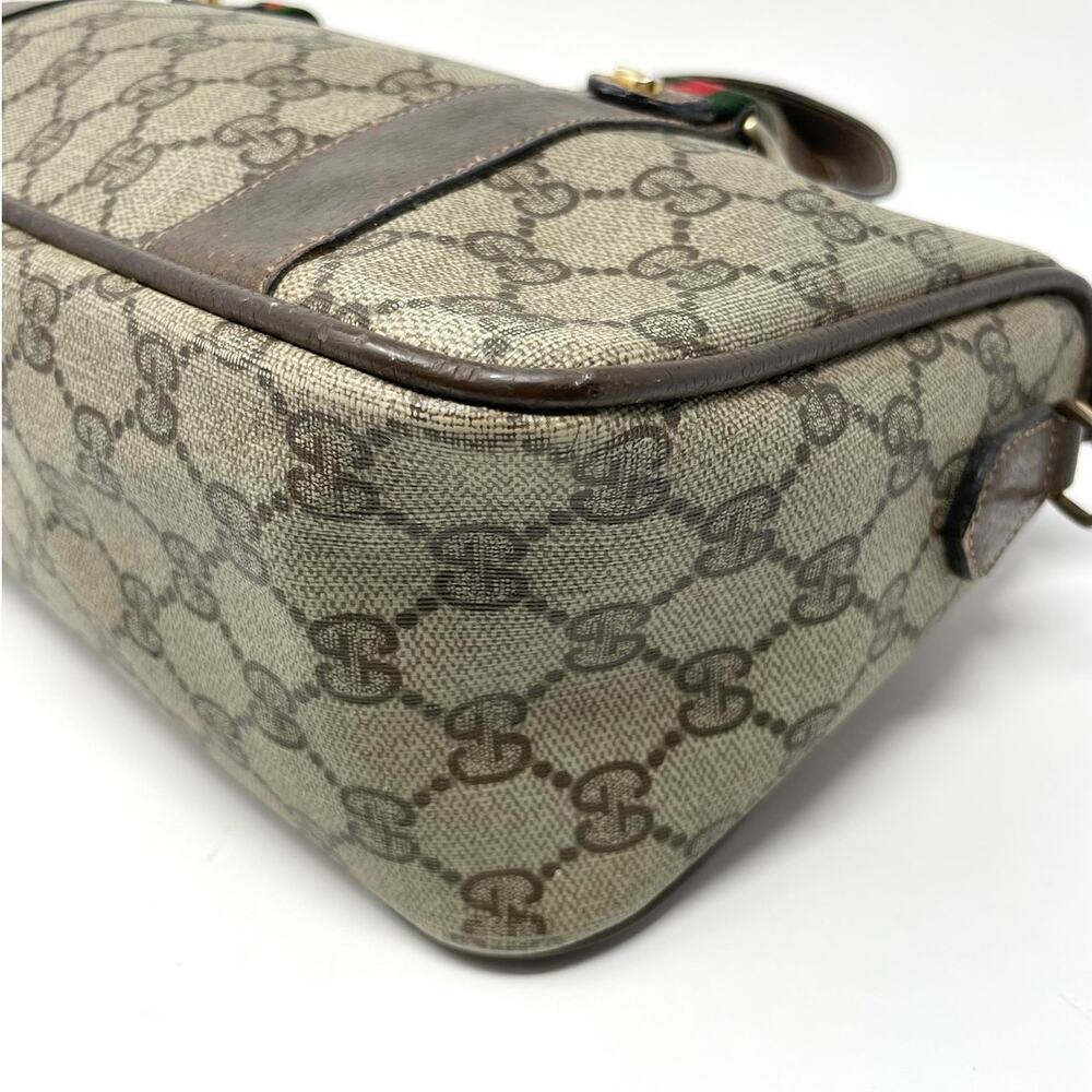 Gucci Vintage GG Monogram Supreme Web Small Handbag PVC Leather  Beige Brown - Picture 9 of 16